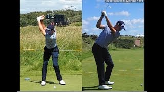 Justin Thomas golf swing  Long Iron faceon amp downtheline July 2017 [upl. by Eberle853]