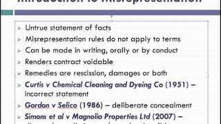 Misrepresentation Lecture 1 of 4 [upl. by Bakerman]